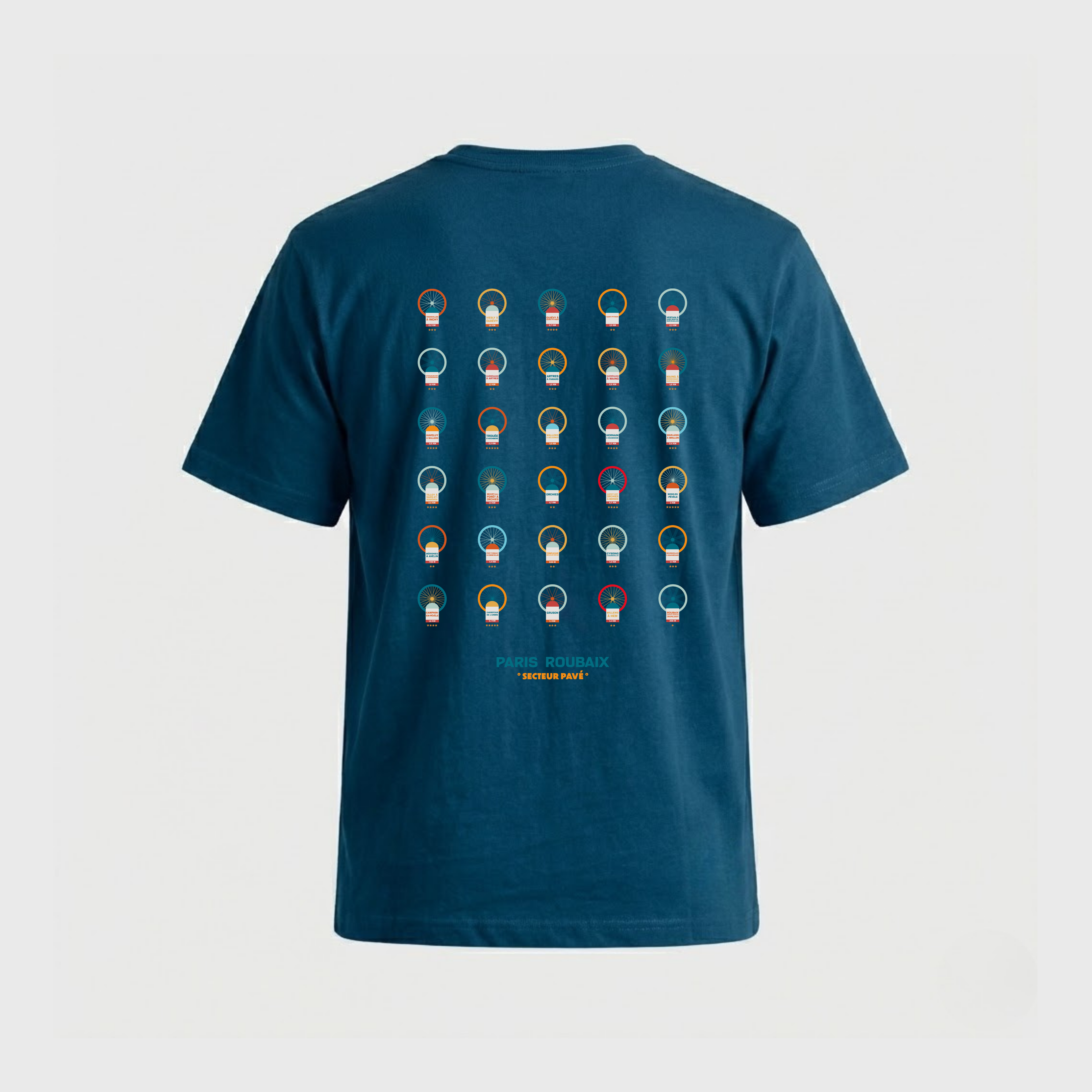 T-shirt Paris Roubaix Secteur Pavé Bleu Mixte