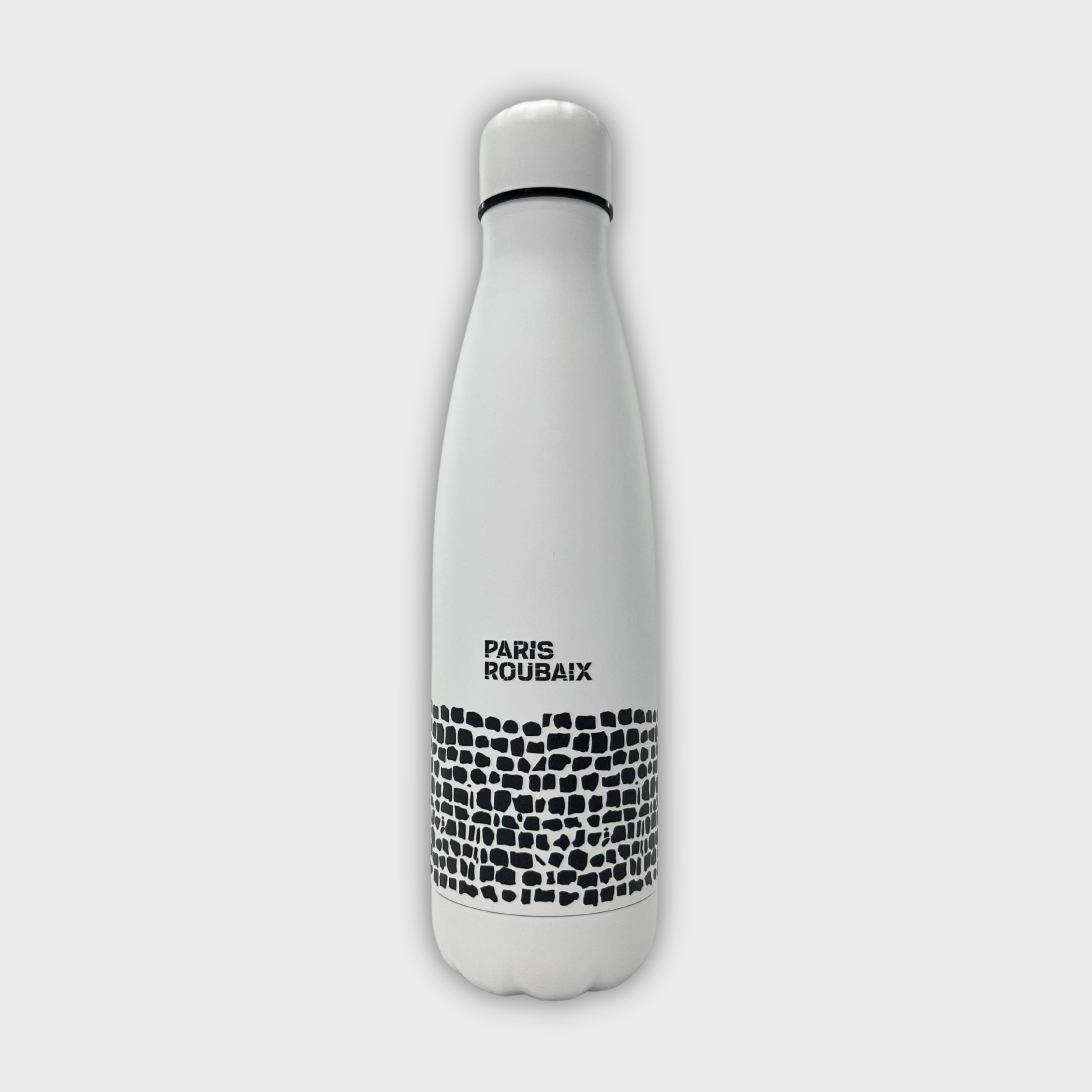 Paris Roubaix Cobblestone Wall Insulated Water Bottle White