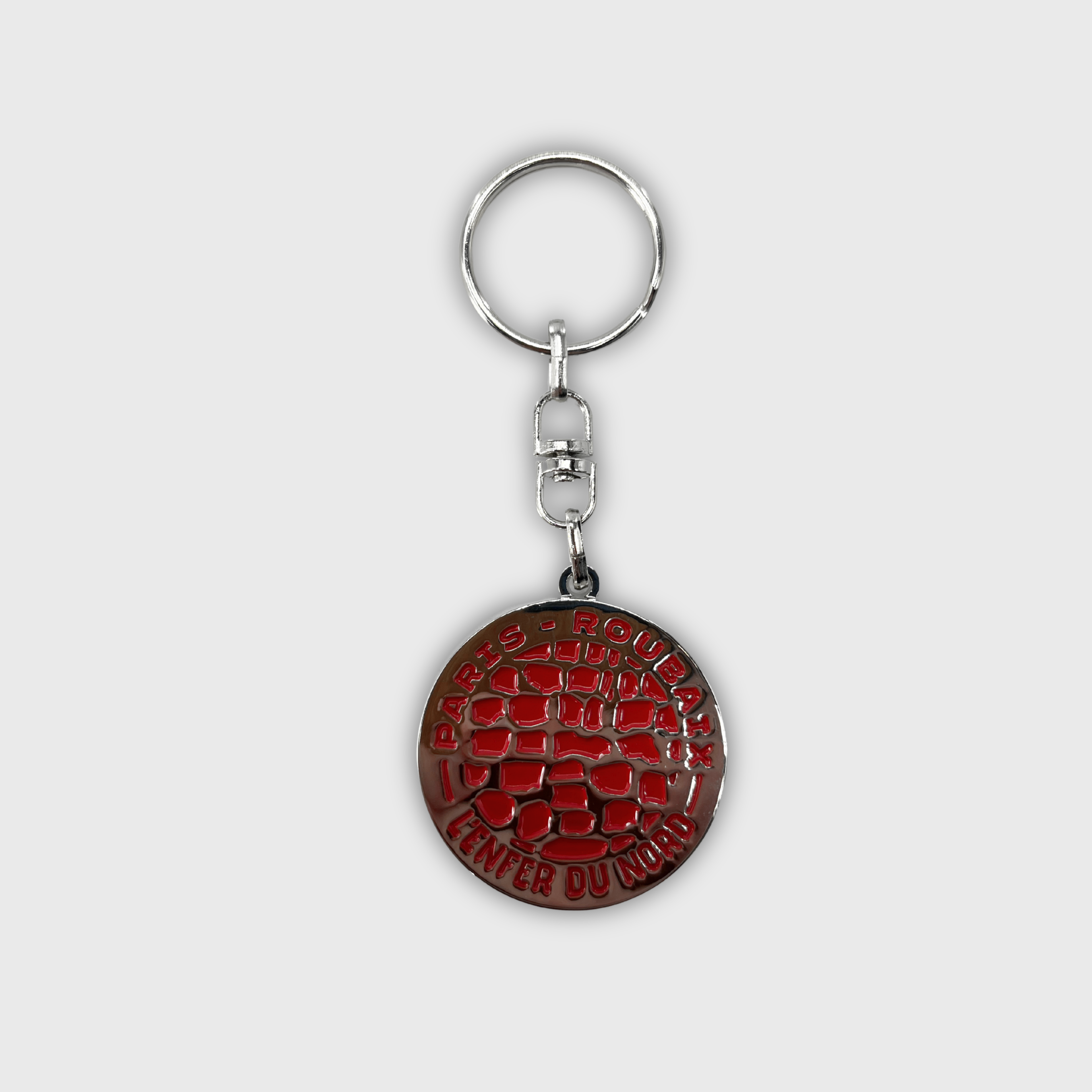 Paris Roubaix Cobbles Round Metal Keychain