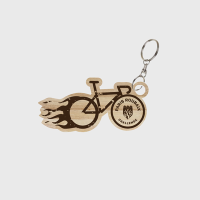 Paris Roubaix Keychain Challenge Cycling On Fire Wood