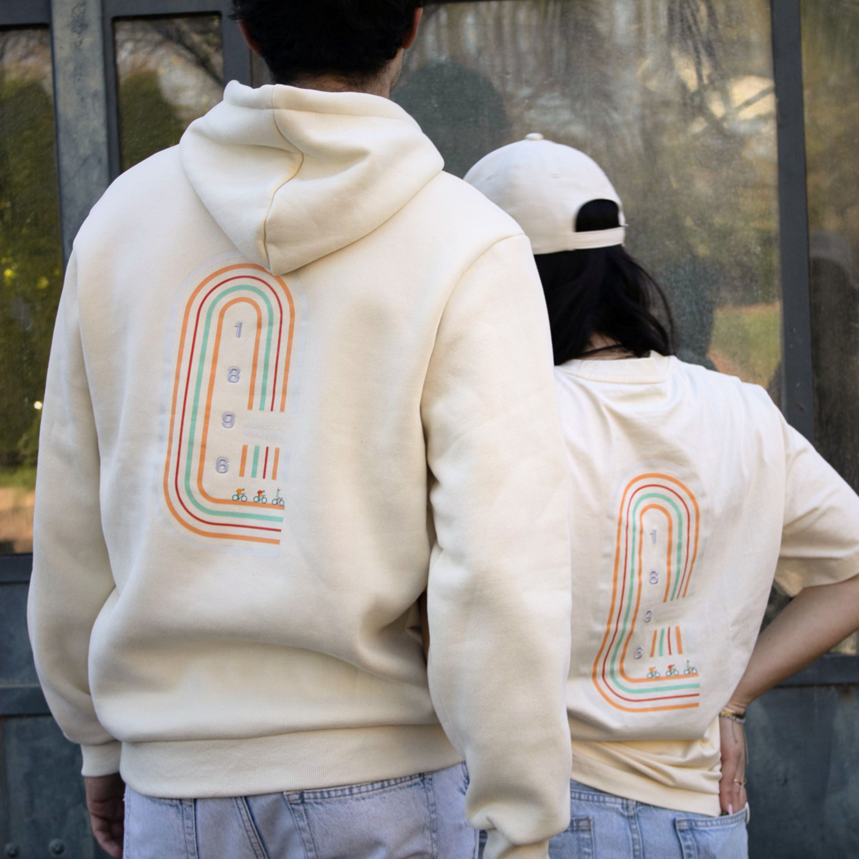 Sweat à Capuche Paris Roubaix Vélodrome Beige Mixte