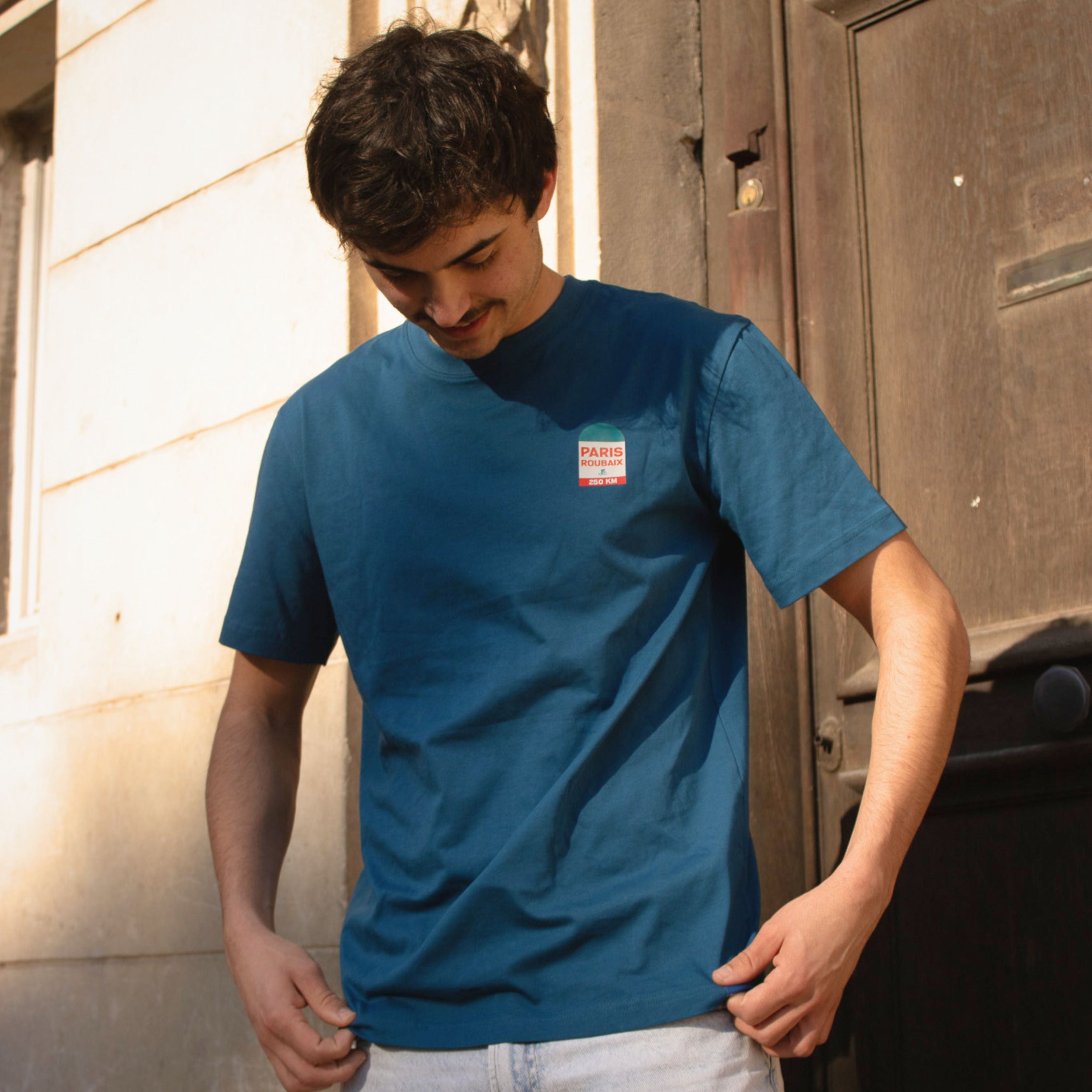 T-shirt Paris Roubaix Secteur Pavé Bleu Mixte